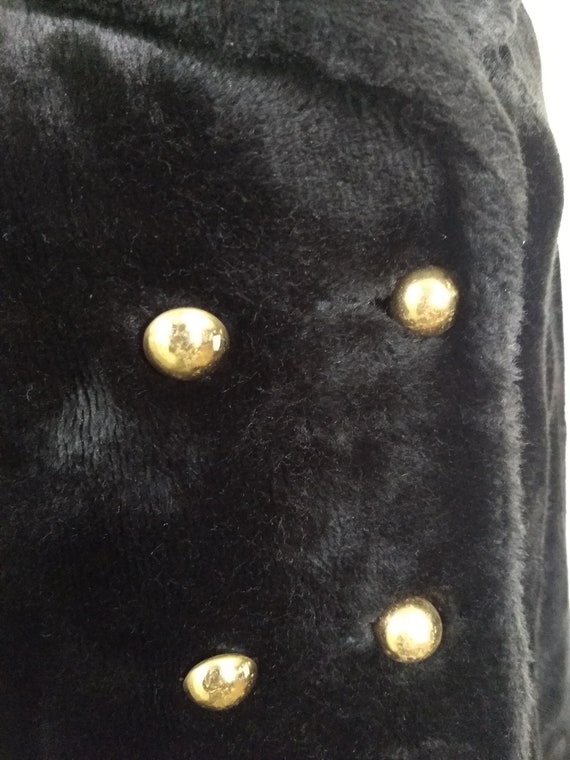 Vintage Faux Fur Coat, Black Fur Coat with Golden… - image 4