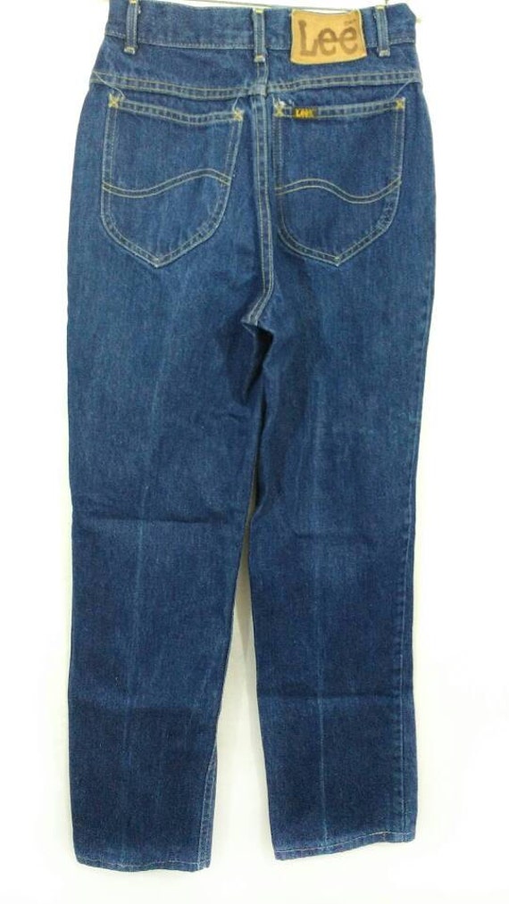 80s Lee 305 Jeans, Vintage Classic Rise Relaxed Fit Dark Blue Indigo Denim Mom Jeans Size 6