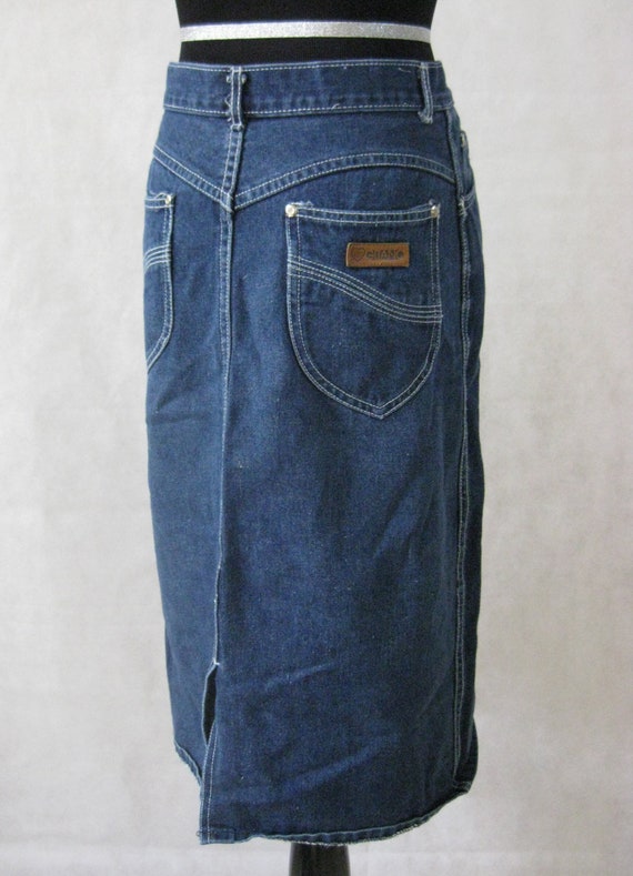 80s Denim Pencil Skirt, Vintage Gitano Dark Wash B