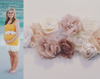 Maternity Sash - Maternity Belt - Floral Maternity Sash - Photo Prop - Maternity Accessory - Custom Made