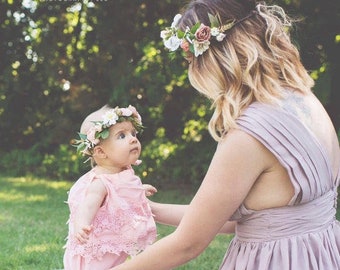 Mommy and Me Flower Crown - Boho Flower Crown - Custom Made - Floral Headband - Photo Prop - Mother Daughter Accessory