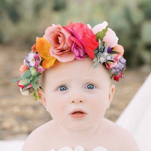 Child's Flower Crown, Toddler Flower Crown, Flower Girl, Birthday Flower Crown