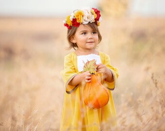 Child Autumn Flower Crown - Custom Made - Floral Headband - Photo Prop - Kid Floral Accessory - Hair Accessory - Fall Accessory