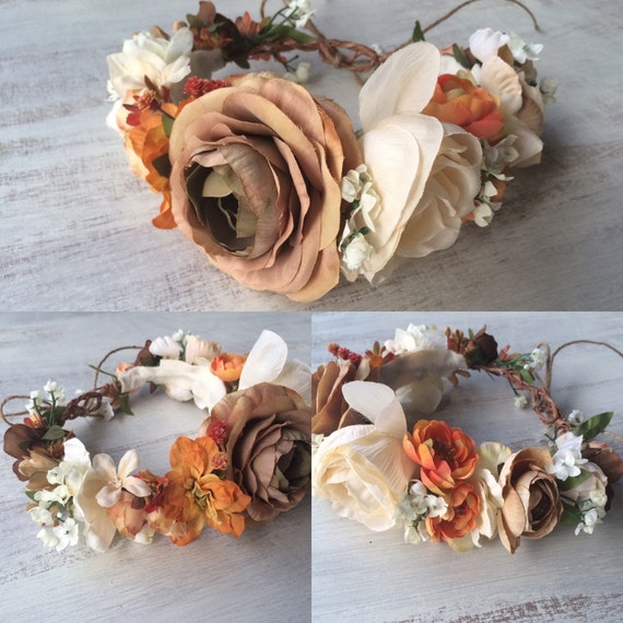 Custom Autumn Flower Crown: Silk Floral Headband, Photo Prop  display picture 3