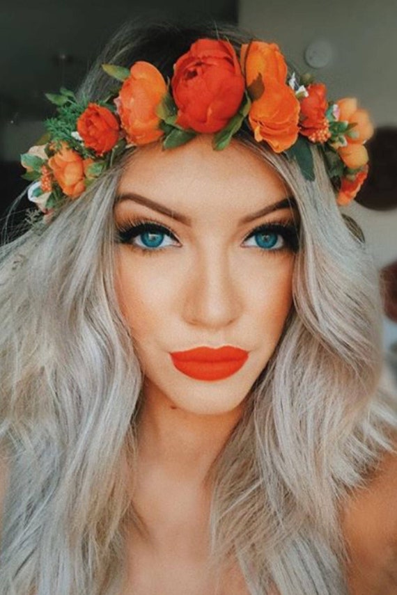 Handcrafted Flower Crown - Autumn Floral Giant Peony Crown Sunflower Headdress Fall Floral Crown  main image 2
