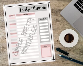 Dagelijkse Planner-pagina - schattig minimalistisch afdrukbaar - eenvoudige digitale download van één pagina