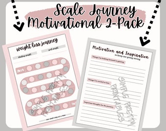 Printbaar pakket van Scale Journey - motivatiepakket voor voortgang van gewichtsverlies - eenvoudig minimalistisch 2-pack
