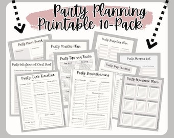Afdrukbaar pakket feestplanning - checklist voor evenementenplanning superpack voor verjaardag, douche, bruiloft, werk, meidenavond, etentje, enz.