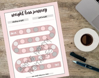 Gewichtsverliesmotivatie - minimalistisch afdrukbaar - schaalspel - voortgangstracker