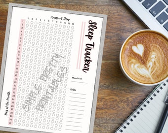 Sleep Tracker afdrukbaar - werkblad voor maandelijkse slaapgewoonten - dagboekpagina voor rust en gezondheid