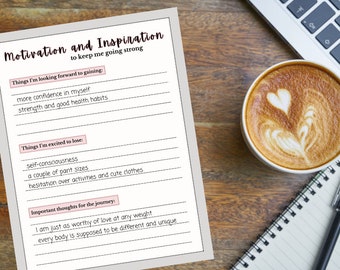 Fitnessmotivatie afdrukbaar - inspiratie brainstormpagina - minimalistische fitnessdagboekinzet