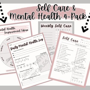 Mental Health and Self Care Value Pack!! - emotional health worksheets - minimalist daily / weekly printable for well-being