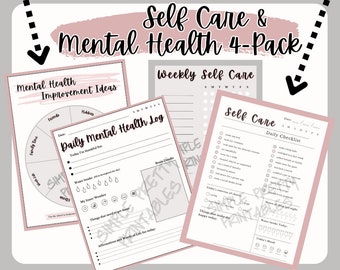 Waardepakket geestelijke gezondheid en zelfzorg!! - werkbladen voor emotionele gezondheid - minimalistisch dagelijks / wekelijks afdrukbaar voor welzijn