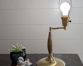 Mid Century Modern Gold Swing Arm Table Lamp Walter Von Nessen Style-VTG Gold Metal Swing Arm Lamp No Shade-Retro/Modern/Farmhouse Light