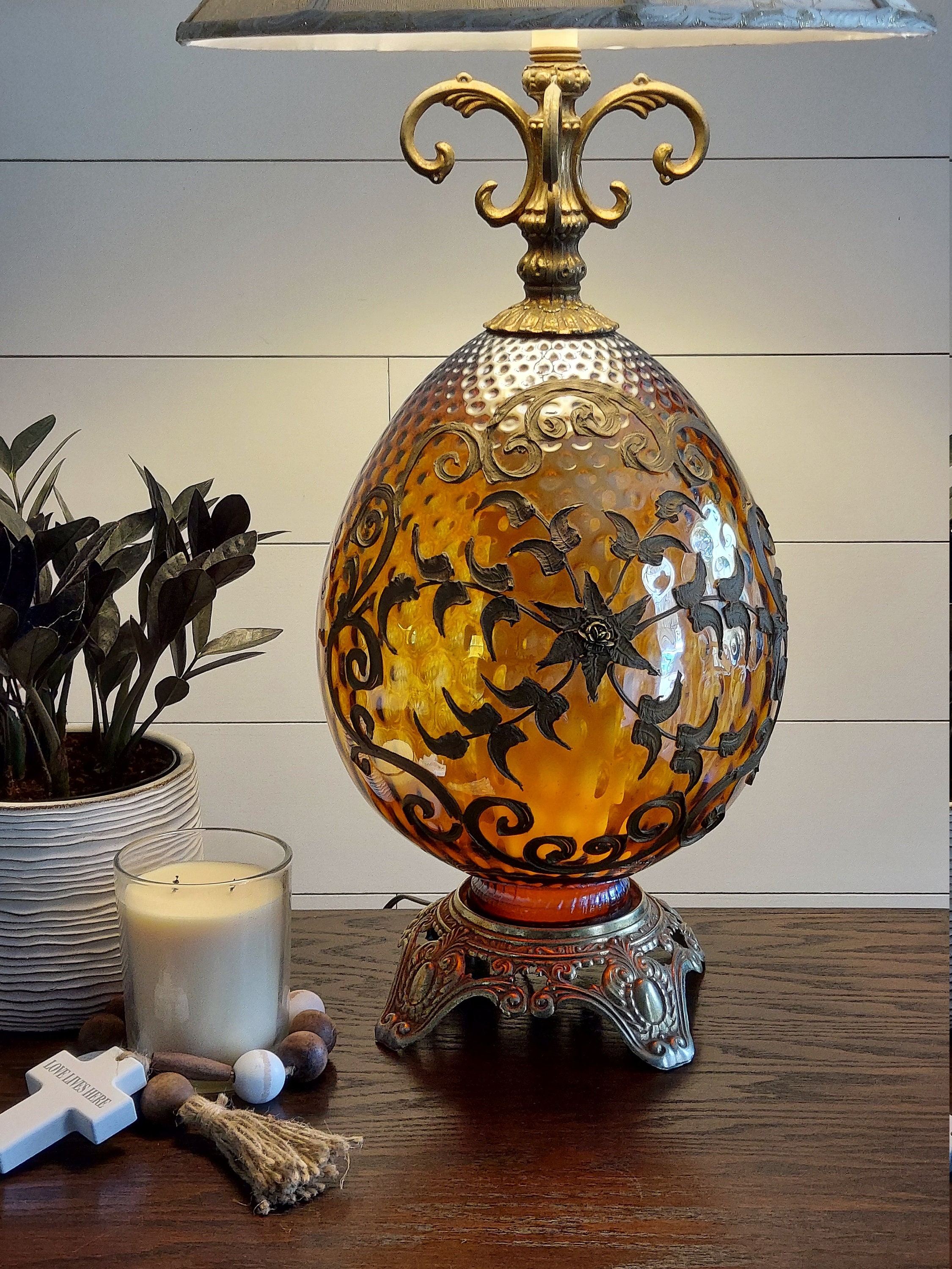 Bev iridescent glass table lamp online