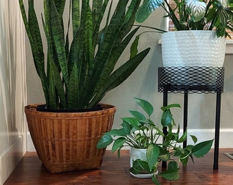 RARE LARGE 16" Diameter Tortoise Bamboo Split Reed Woven Wicker Basket-40's LG Bamboo Plant Basket/Blanket Basket Kindling Basket Home Decor