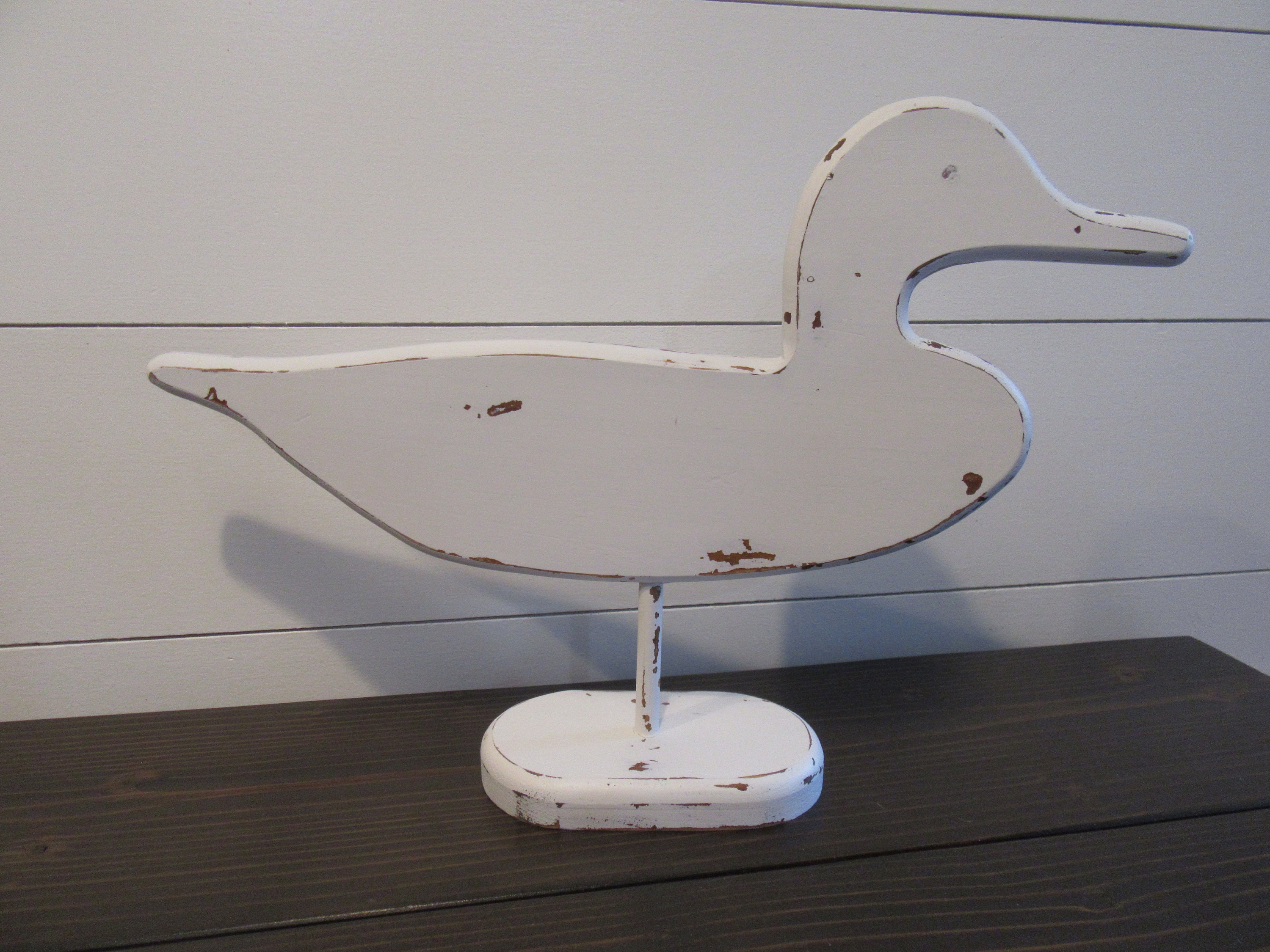 Vintage Wood Duck Home Decor-Distressed White Wood Duck-80s | Etsy