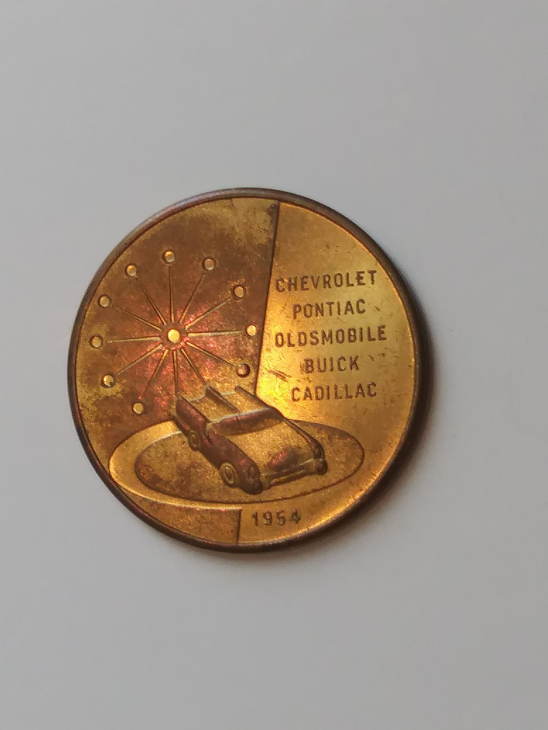 Vintage 1954 General Motors Brass Spinner Token-general Motors