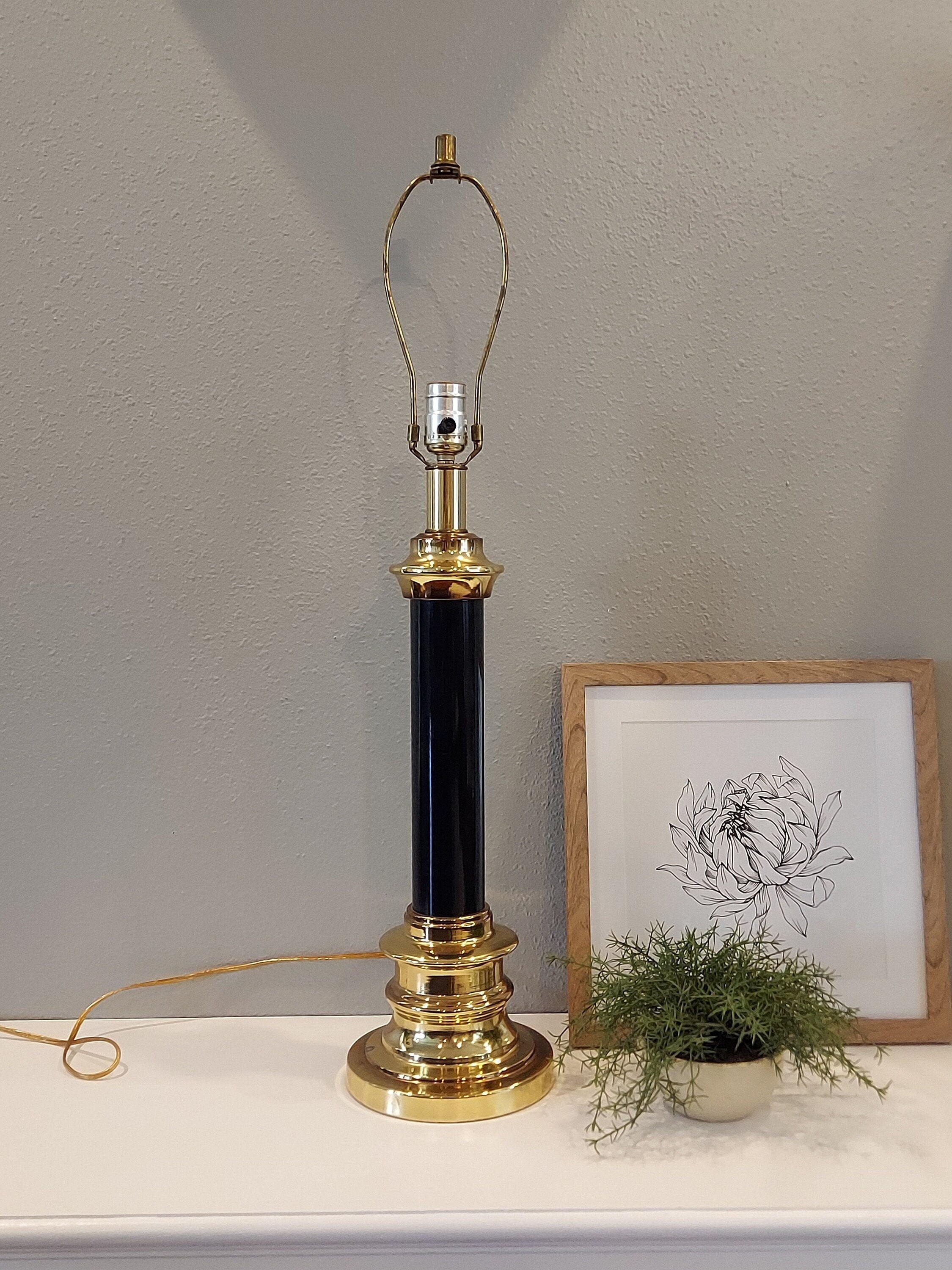 Stiffel Opaque Black Burnished Brass Table Lamp - #6D153