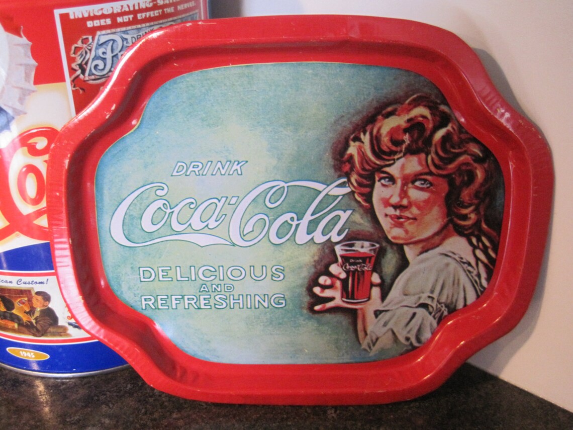 Vintage Coca Cola Tin Tray Serving TraySmall Coca Cola Metal Etsy