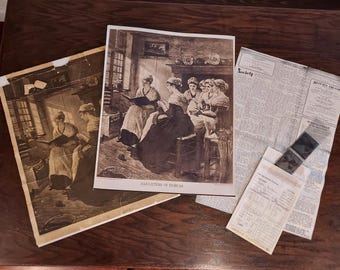 RARE Original German 1800s Daughters of Dorcas Litho Photo By Berlin Photographic Co. NY 16x20 Restored Copy Negative & Dorcas 1936 Article