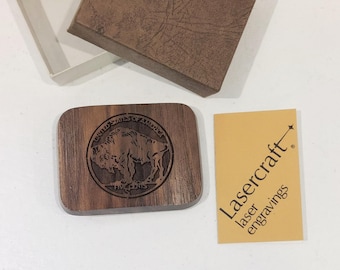 RARE 70's Carved Wooden Buffalo Nickel Belt Buckle-United States Of America Five Cent Commemorative Indian Head Nickel Buckle by Lasercraft