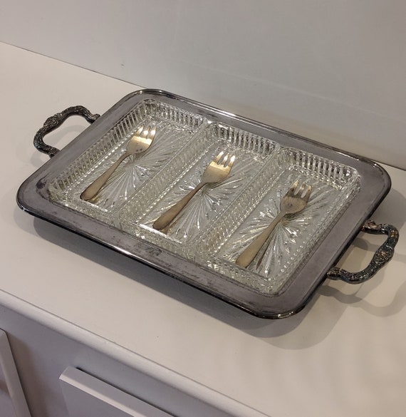RARE Vintage Sheffield England Silver Plate Serving Tray