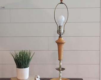 RARE MCM Frederick Cooper Turned Wood & Brass Table Lamp-Vintage 50s Retro Wood Brass Lamp-Hollywood Regency/Boho/Retro/MCM/Modern Farmhouse