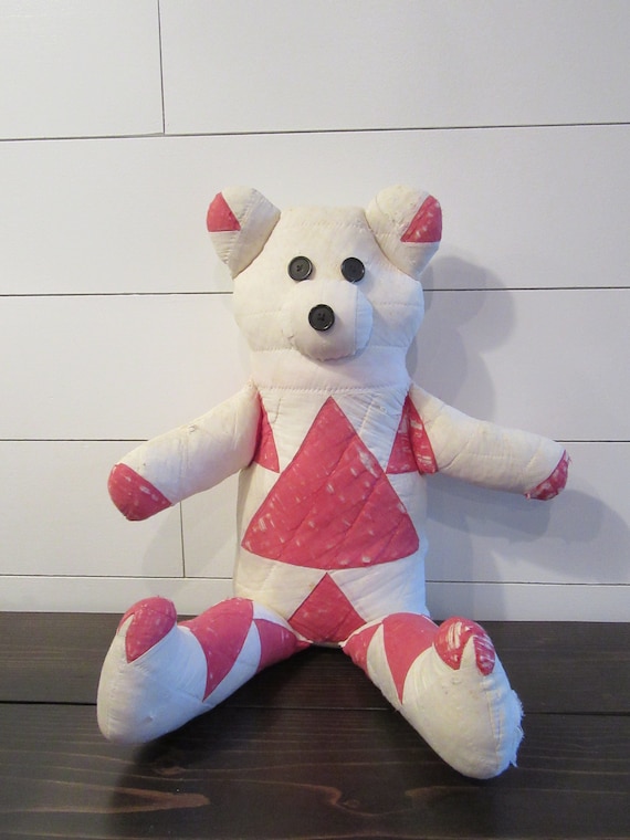 Rare 40's Handmade Jointed Teddy Bears Made With Army Coats Worn