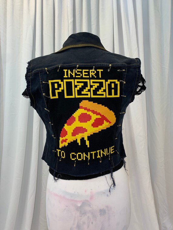 black graphic jean jacket