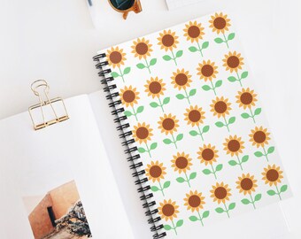 Yellow Sunflower, Ruled Line, 8" x 6", 118-Page Spiral Notebook, Flower Notebook, Graduation Gift, Grad Gift, Mother's Day Gift