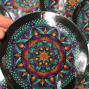 Original Purple/Orange Mandala Dot Art Sticker