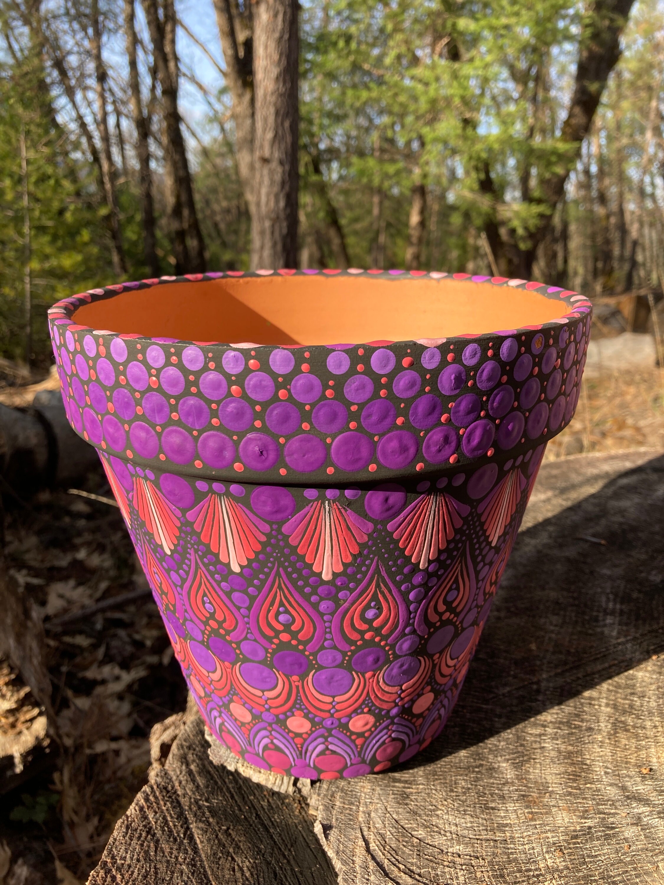 Hand Painted Pink and Purple Flower Pot - Etsy