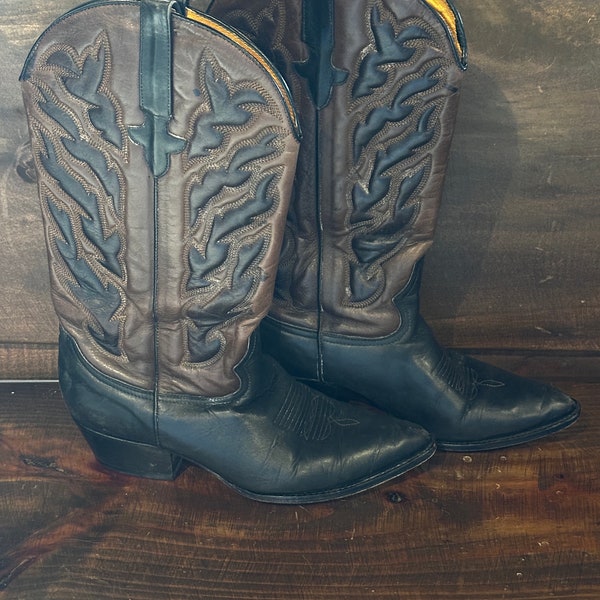 Women’s Vintage Black & Brown Western Cowboy Boots