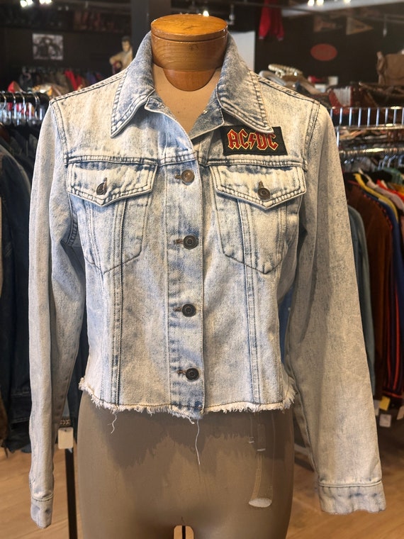 Vintage Acid Wash AC/DC Denim Jacket