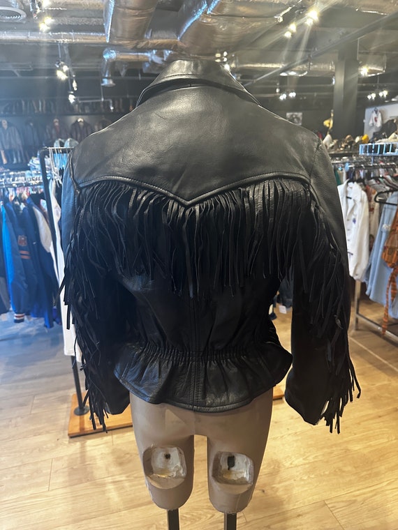 Women's Vintage Stripe Leather Biker Jacket