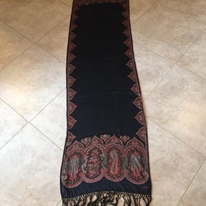 Authentic Beautiful Vintage Ralph Lauren Silk Scarf With Fringe Tassels