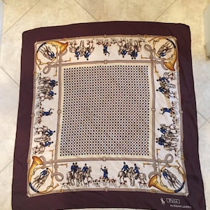Authentic Beautiful Vintage Ralph Lauren Silk Equestrian Scarf