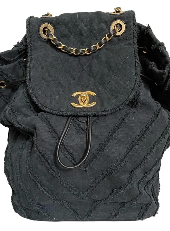 Original Authentic Chanel Blue Denim Frayed Edge Backpack - Etsy display picture 3
