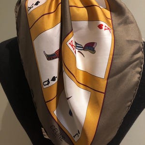 Authentic Beautiful Vintage 100% Silk Celine Scarf Deck of Cards