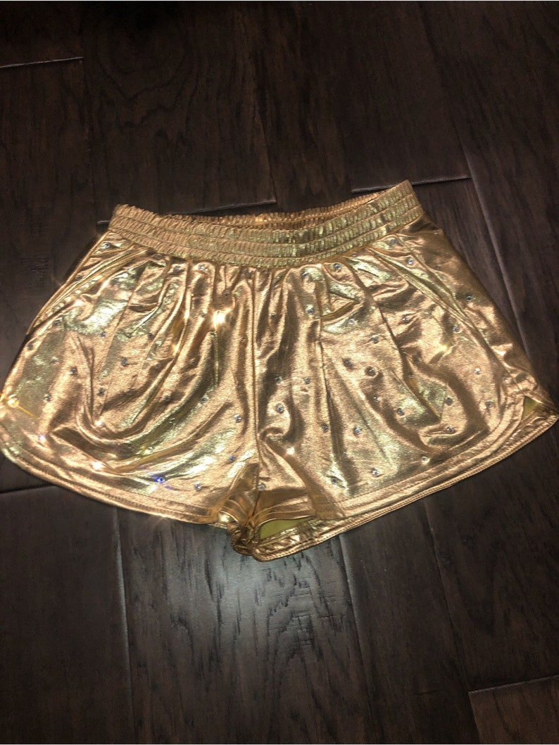 High waisted gold shorts Clearance