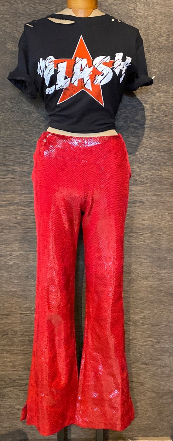 Vintage Red Glam Rock Faux Snakeskin Bootcut Pant