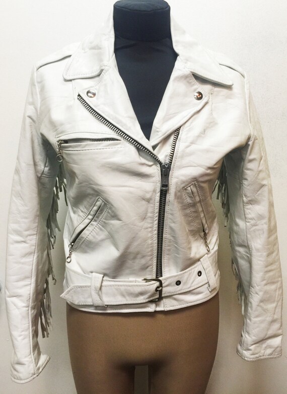 Badass Womens Vintage White Mc Fringe Jacket Image 0