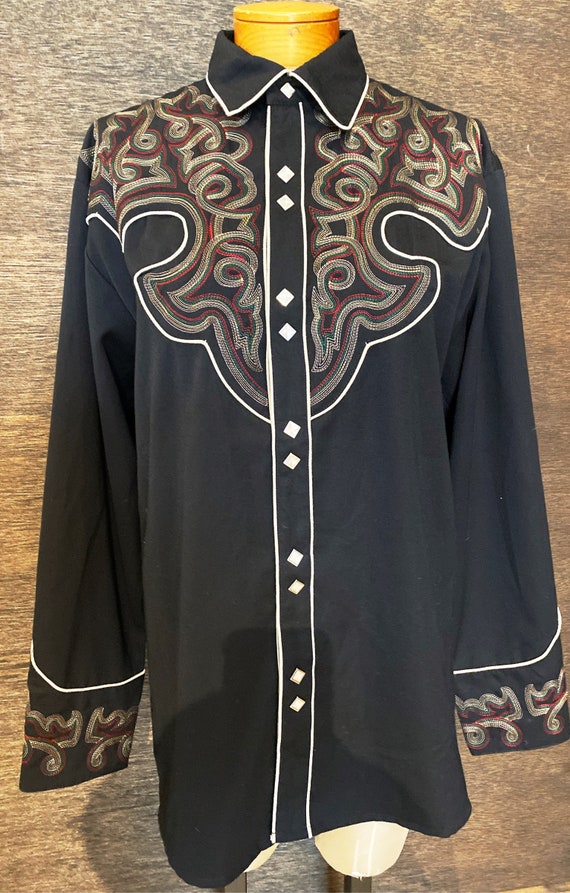 Vintage Scully Embroidered Western Pearl Snap