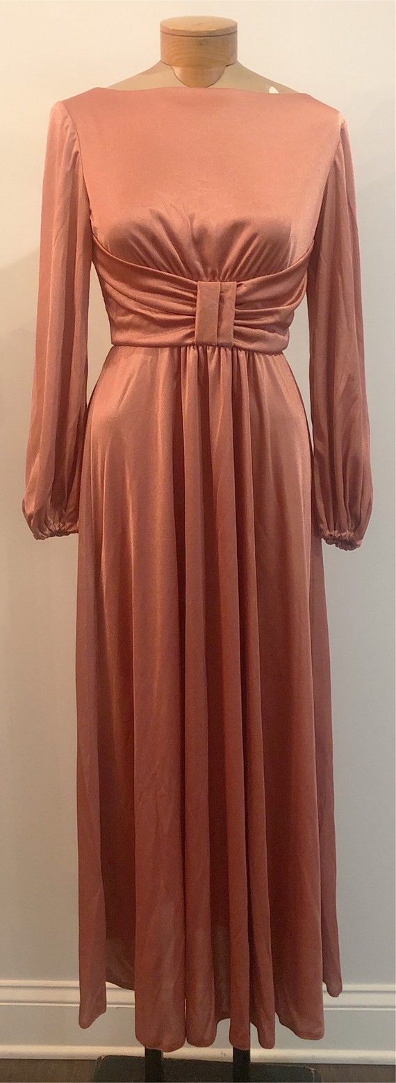 Vintage 1970's Mauve Long Sleeve Maxi Dress