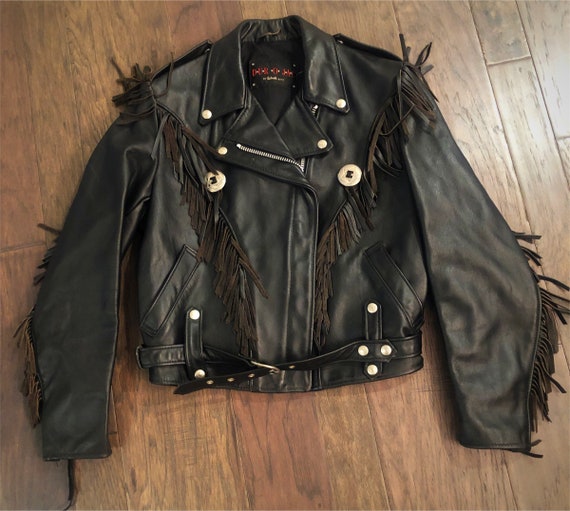 Vintage Schott NYC Fringe Leather Motorcycle Jacke
