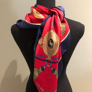 Authentic Beautiful Vintage 100% Silk Celine Scarf