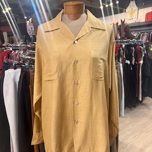 RARE Original Vintage Mens 1950's Schiaparelli Long Sleeve Silk Button Down Shirt