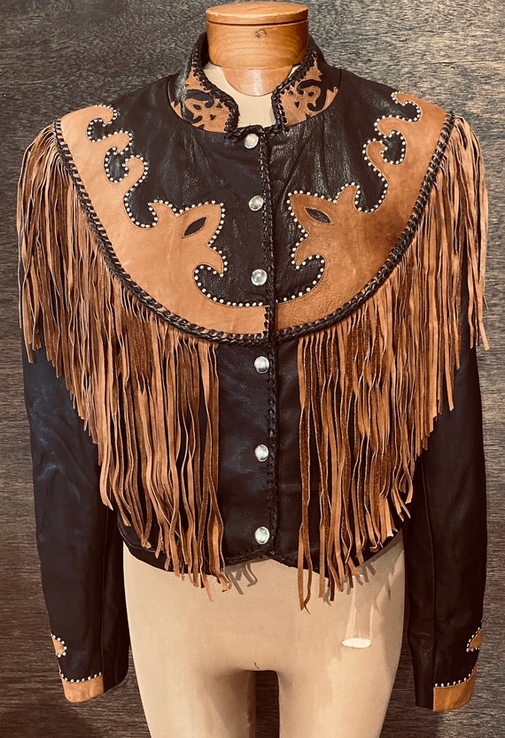 Incredible Vintage Suede Leather Fringe Jacket Wi
