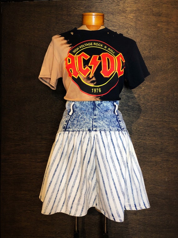 Vintage 1980’s High Waisted Acid Wash & Stripes De